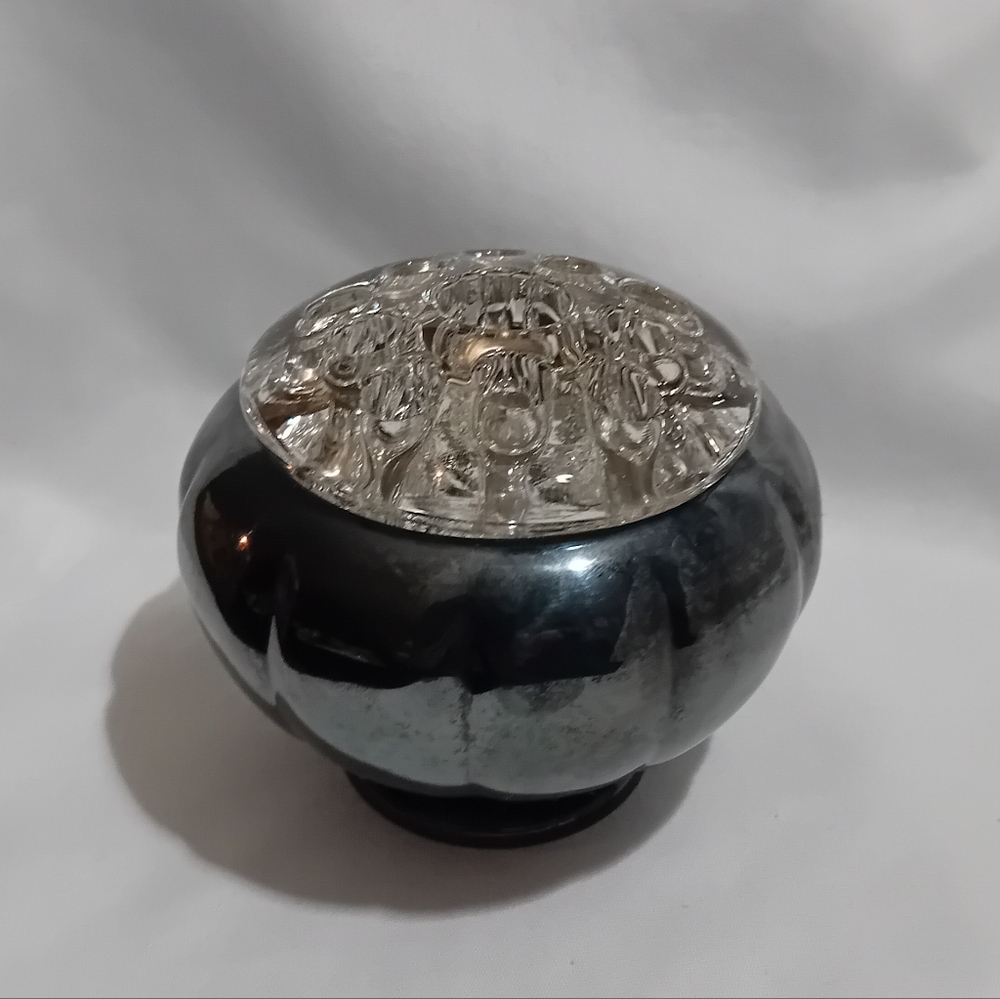 Vintage Marlboro Silver Plated Vase Bowl And Glass Flower Frog